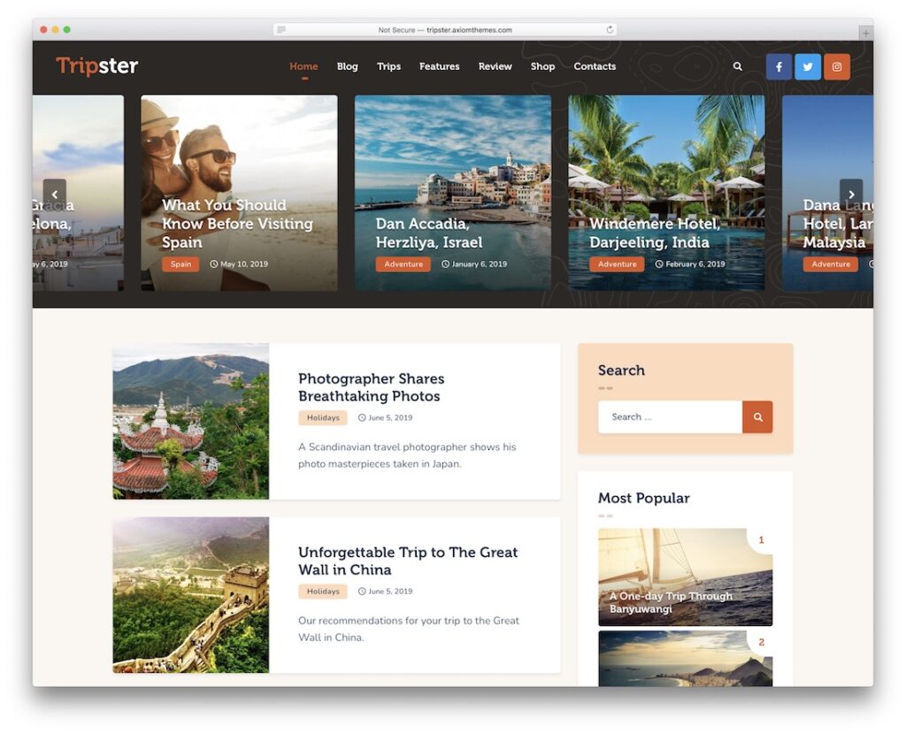 tripster lifestyle wordpress theme