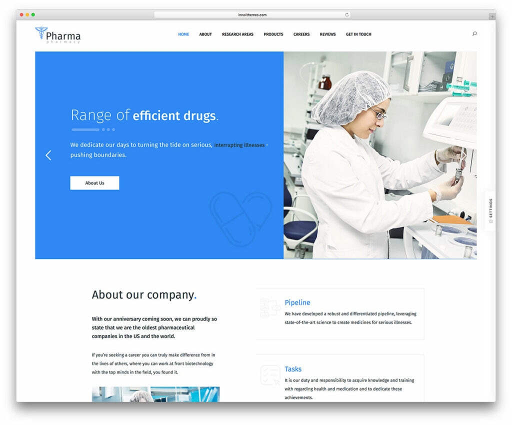 composer pharma wordpress website template