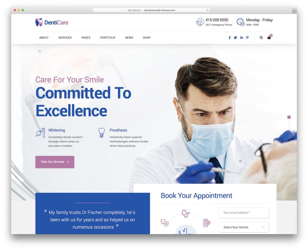 denticare medical wordpress theme