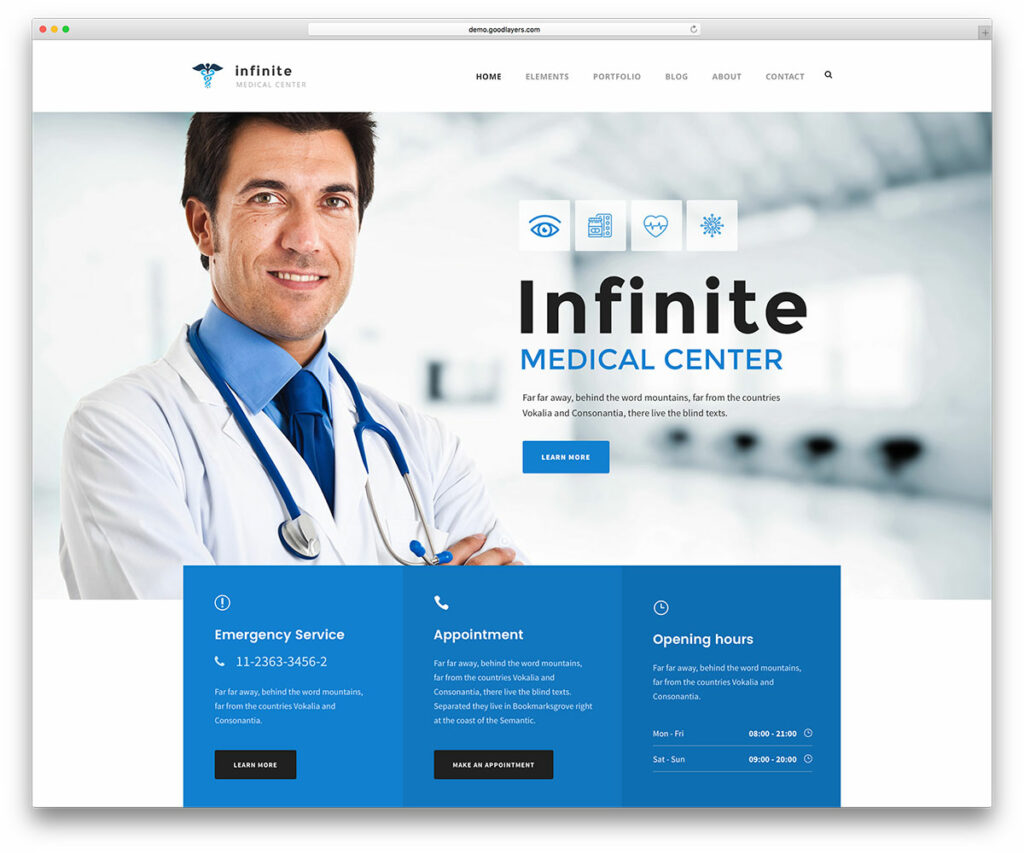 infinite modern medical website template